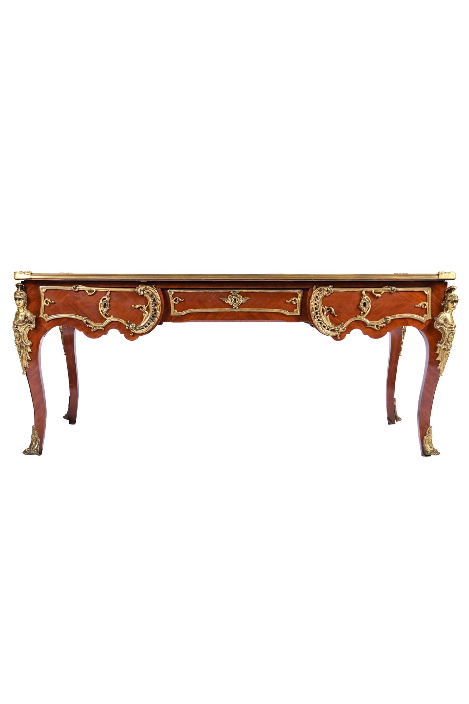 Louis XV-Style Ormolu-Mounted Mahogany and Marble-Top Side Table