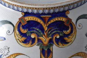 19Th Century Antique French GIEN Faience Bowl, FRANCE 1876