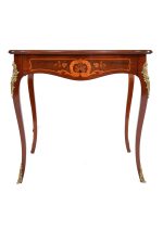 French Table With Marquetry And Ormolu Mounts Louis XV style 19th century