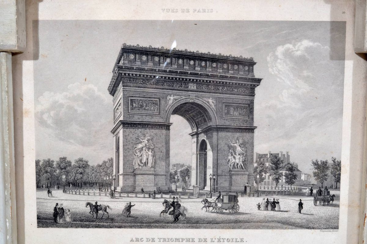 Antique French Mirror " Vues De Pasris" “Arc De Triomphe” 19TH Century