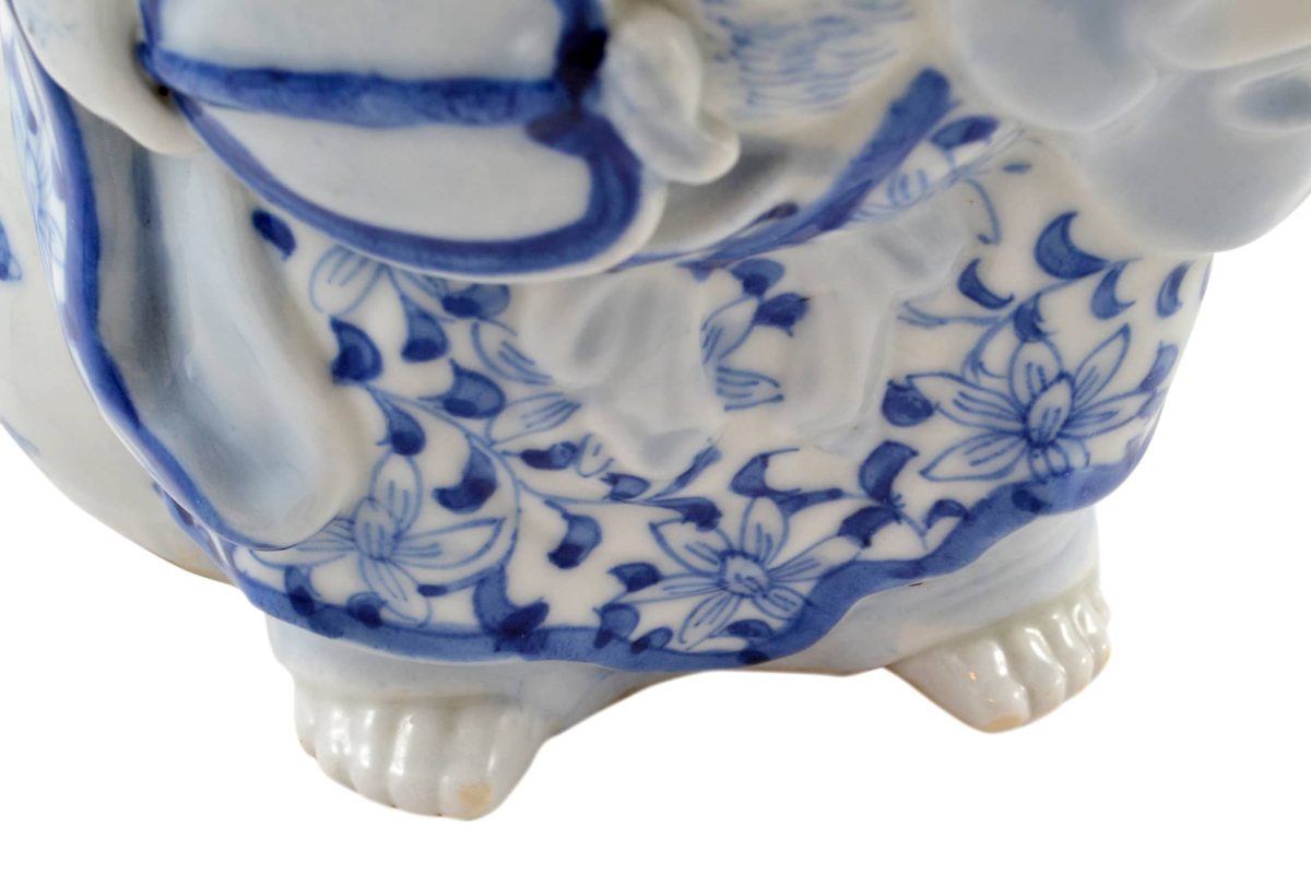 Vintage Chinese Porcelain Buddha Holding A Fan