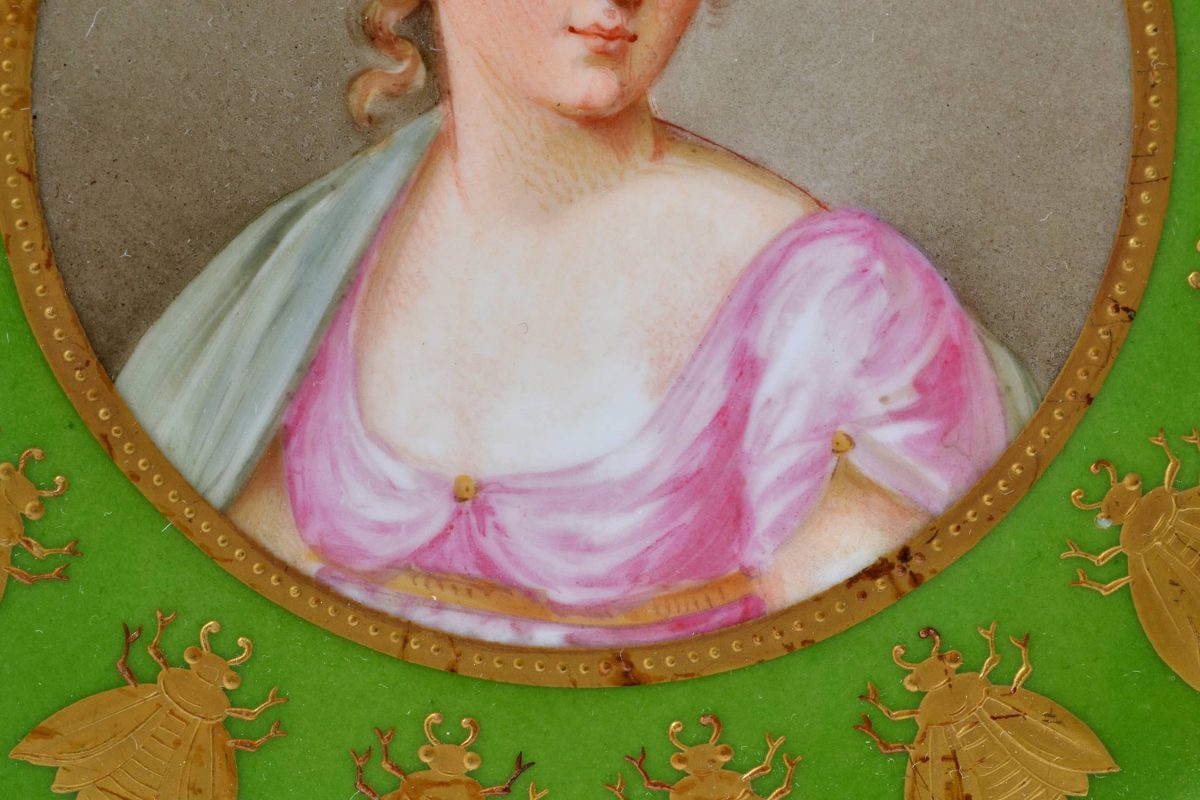 Antique French Sevres Hand-Painted & Gilt Porcelain Portrait Plate. Wife of Napoleon Army General