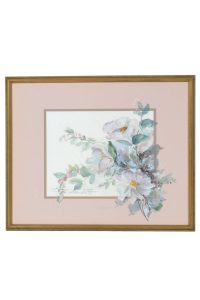 20th Century Watercolor on Paper Painting. Bouquet of White Camellias. Floral. American. Signed Joy Aldridge.