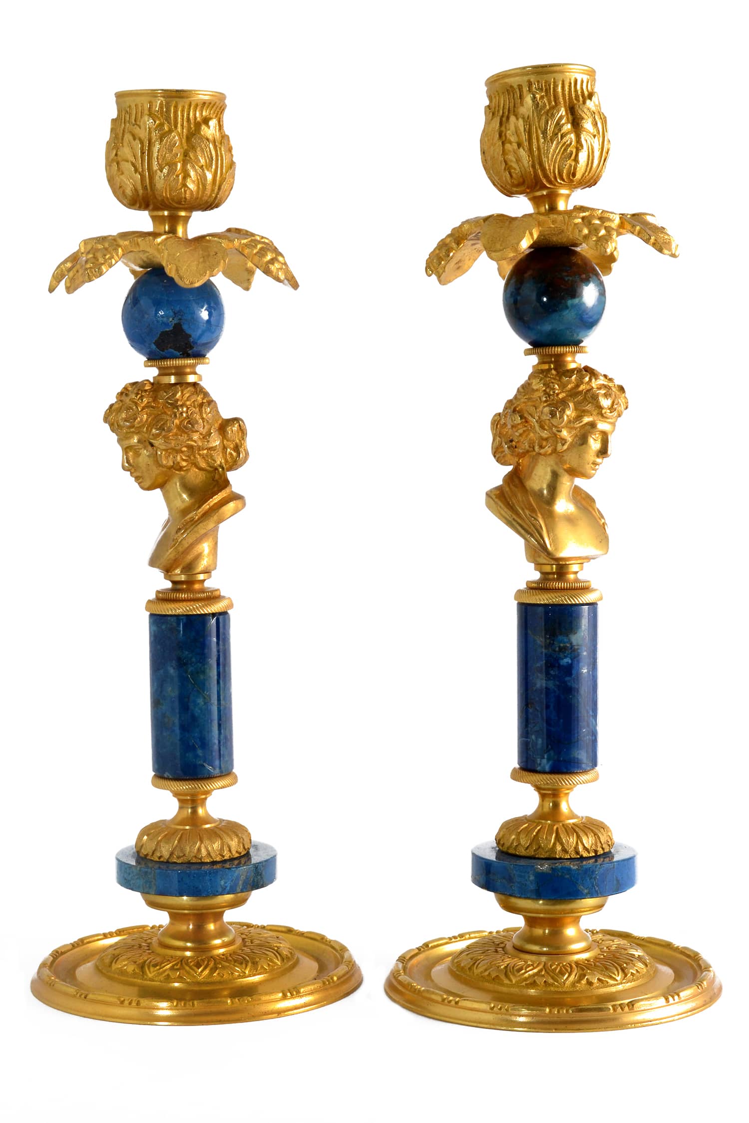 English regency gilt bronze candlesticks