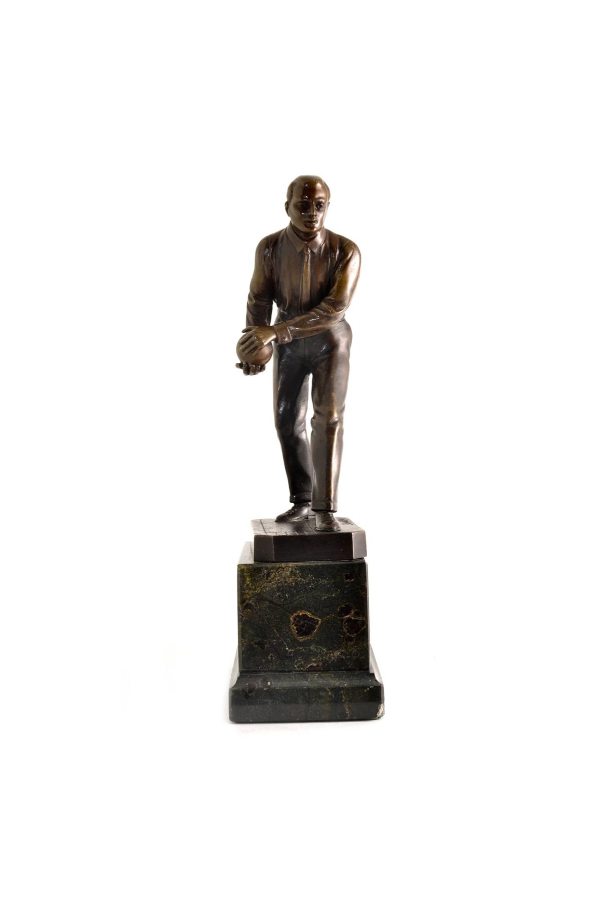 Schmidt Hofer (1873-1925) Berlin, Germany. Bronze figure of a Bowler. Art Deco Period.