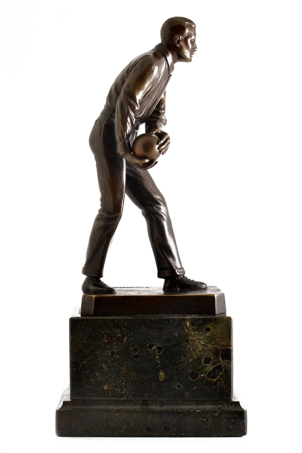Schmidt Hofer (1873-1925) Berlin, Germany. Bronze figure of a Bowler. Art Deco Period.