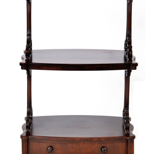 19th Century English Rosewood Upright Music Stand 3 Tier Bow Front Drawer. Antique, 1850’s