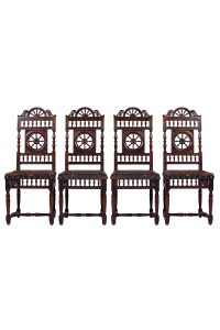 Set of Four (4) French Breton Dining Chairs 19th Century France