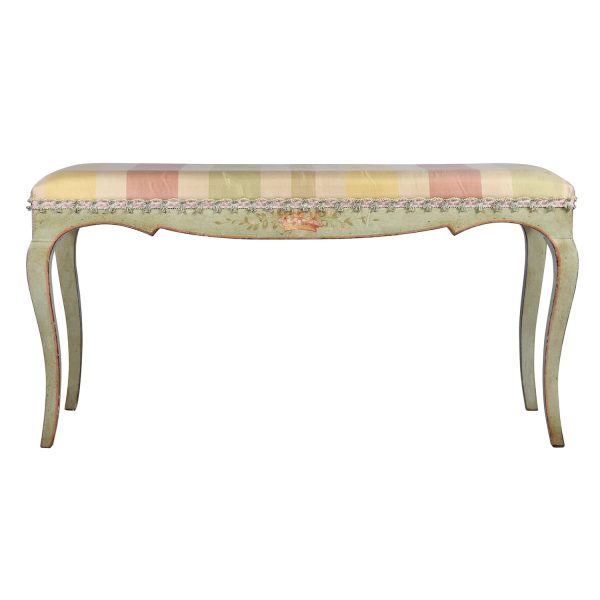 Vintage Italian Painted Bench Silk Upholstery C.A 1930’S