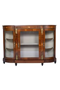 Antique Display Credenza Buffet Cabinet, Walnut, England, C. A. 1850’s