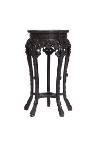 Antique Chinese / Oriental Rosewood Marble Top Plant Stand, 19th C.