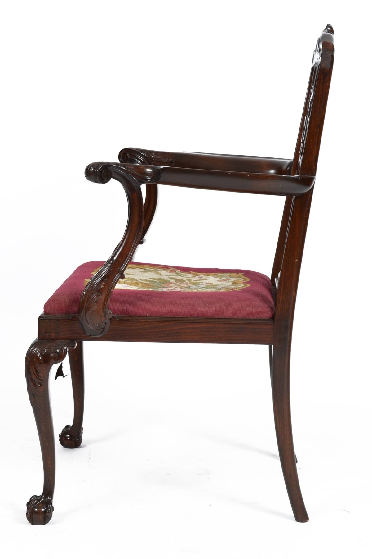 Antique 19th Century English Chippendale Mahogany Armchair.